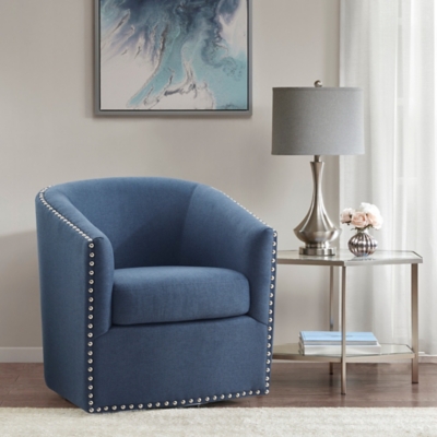 Madison Park Tyler Swivel Chair, Blue, large