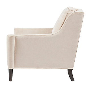 Simple yet elegant, the Madison Park Signature Windsor Lounge Chair provides an instant update to your home decor. This traditionally-styled chair features swoop arms and tapered legs to create a chic silhouette. Natural-hued upholstery contrasts beautifully with the Morocco finish on the wood legs, making this comfy-cozy seat a must-have stylish staple.Made with wood | Legs with Morocco finish | Polyester/nylon upholstery | Cushion with high-density foam filling; back with polyfiber batting and foam fill | Curved arms | Loose back and seat cushions | Assembly required