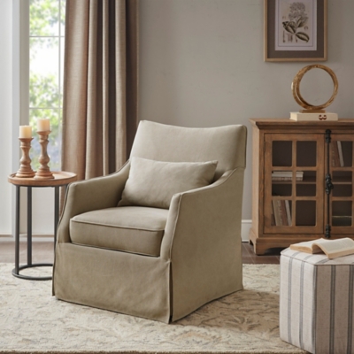 Martha Stewart London Swivel Chair, Tan, large