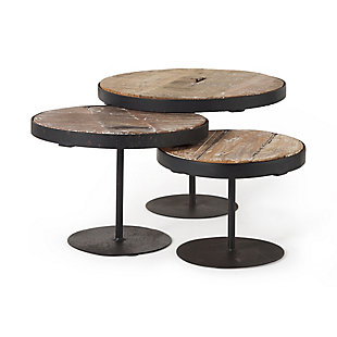 Mercana Light Brown Wood Round Decorative Display Stands (Set of 3), , rollover