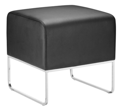 Plush Black Chromed Steel Leg Stool, Black, large