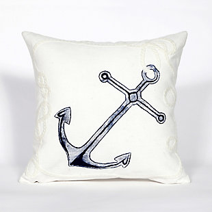 Add a coastal cool element anywhere you please with this nautical indoor-outdoor pillow. Created by famed textile artist Liora Manne, it’ll have you hooked with its blue hues and brilliant texture.Polyester cover | Handmade | Polyester insert | Zipper closure | Uv-stabilized for indoor/outdoor use | Imported | Sponge spot clean; hand wash