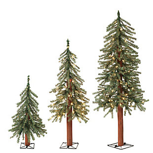 Holiday Lit Christmas Alpine Trees W/ Metal Wire Base (set Of 3), , rollover