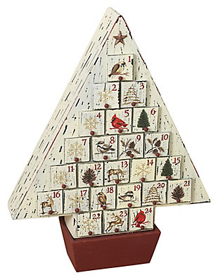 Holiday Rustic Wooden Christmas Tree Advent Calendar, , large
