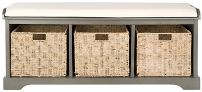 Safavieh Lonan Storage Bench, Gray/White, large