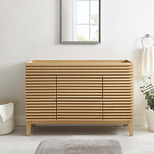 Render 48" Single Bathroom Vanity Cabinet, Oak, rollover