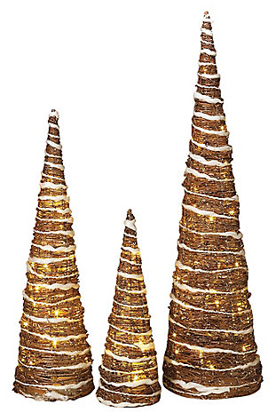 Holiday Lighted Champagne Grapevine Trees (set Of 3), , large