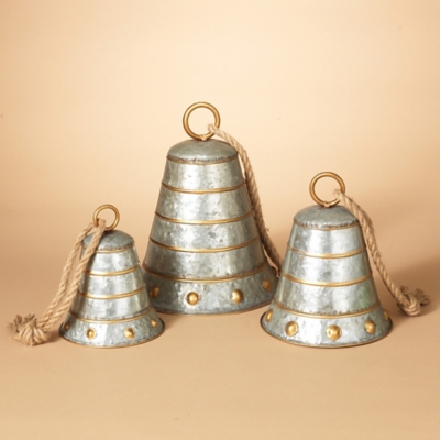 Holiday Nested Galvanized Metal Bells (set Of 3), , large