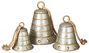 Holiday Nested Galvanized Metal Bells (set Of 3), , large