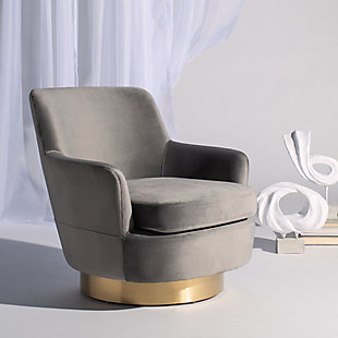Safavieh Pyrite Velvet Swivel Chair, , rollover