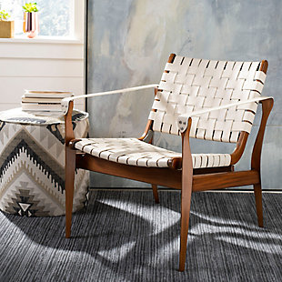 Safavieh Dilan Safari Chair, White/Light Brown, rollover