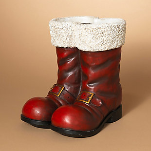 Holiday Antique-styled Magnesium Santa Boot Figurine, , rollover