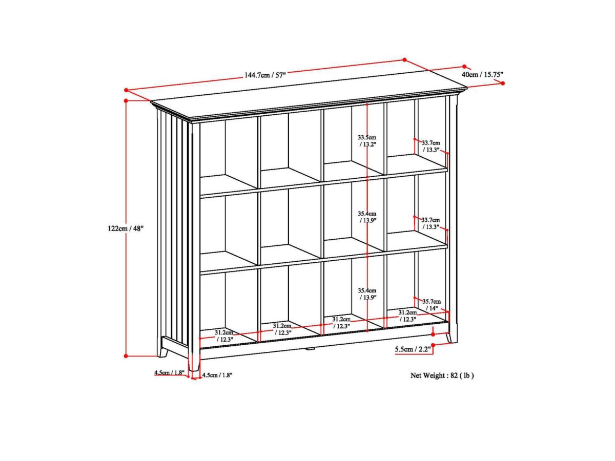 Simpli Home Acadian 48" 12-Cube Storage, Brunette Brown, large