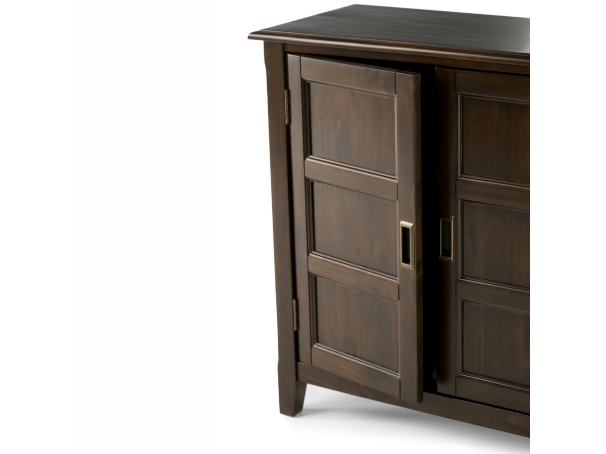 Simpli Home Burlington 30" Traditional Storage Cabinet, Mahogany Brown, large