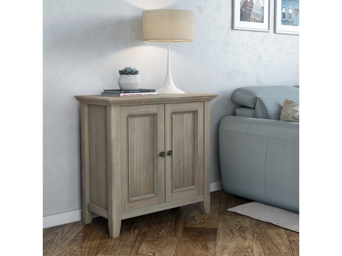 Simpli Home Amherst 32" Transitional Storage Cabinet, Gray, large
