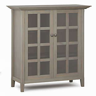 Simpli Home Acadian 39" Rustic Storage Cabinet, Gray, large