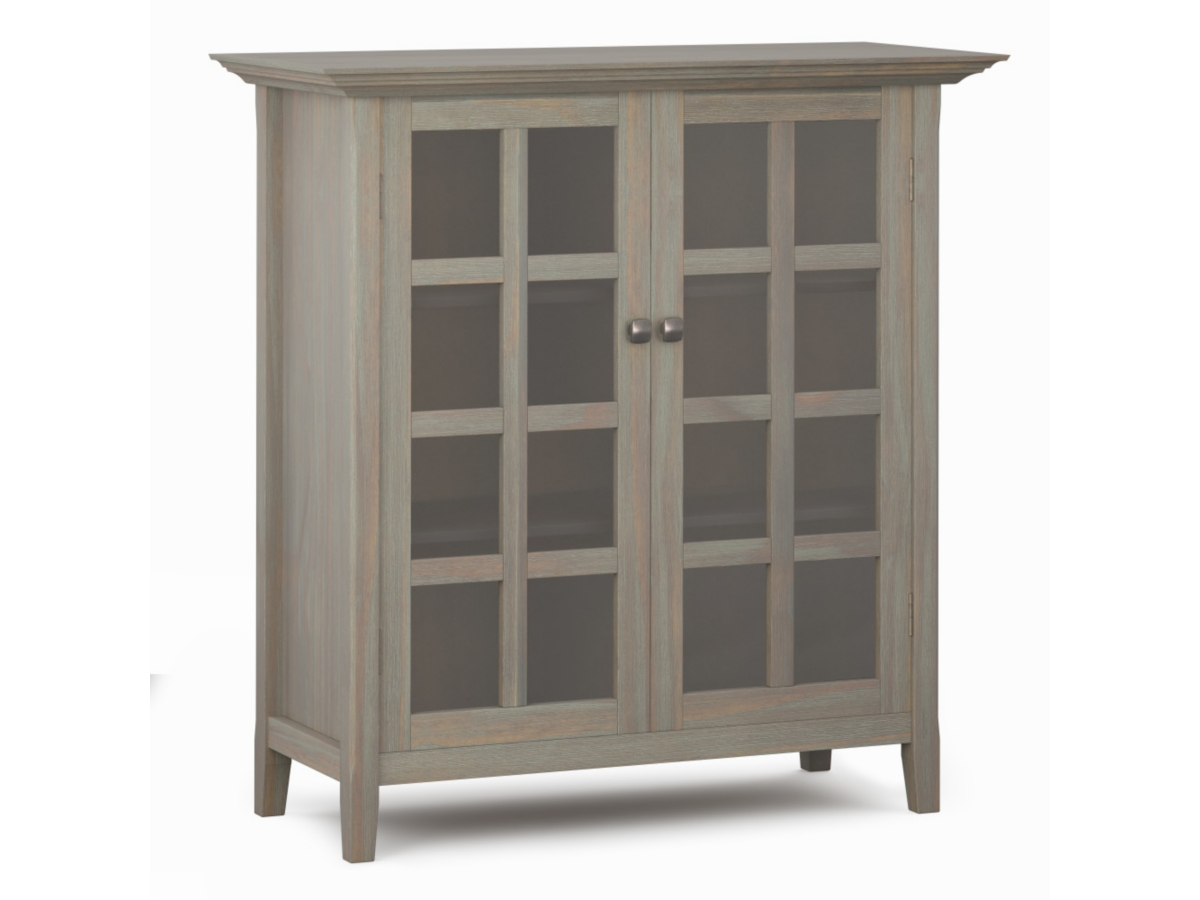 Simpli Home Acadian 39" Rustic Storage Cabinet, Gray, large
