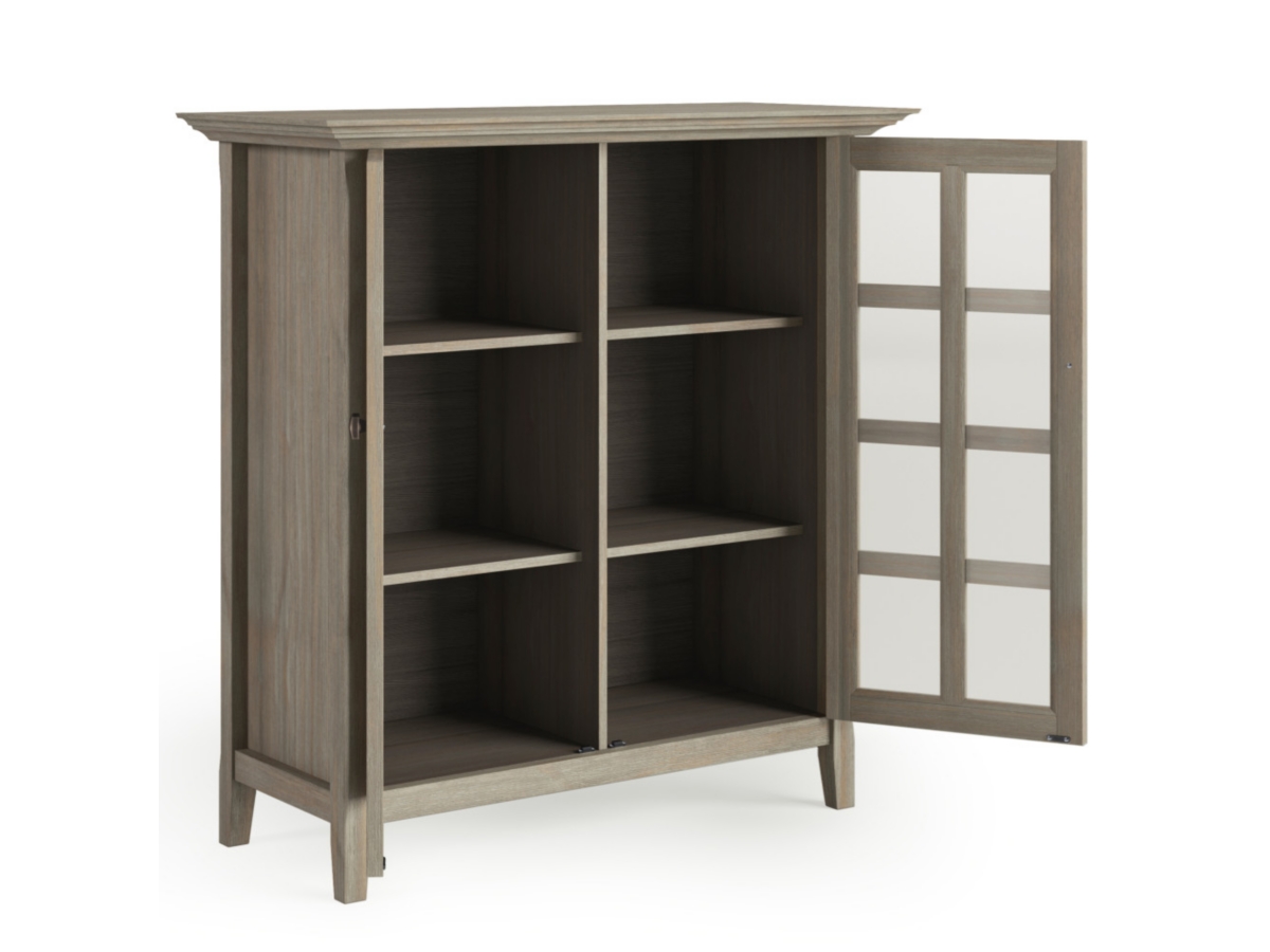 Simpli Home Acadian 39" Rustic Storage Cabinet, Gray, large