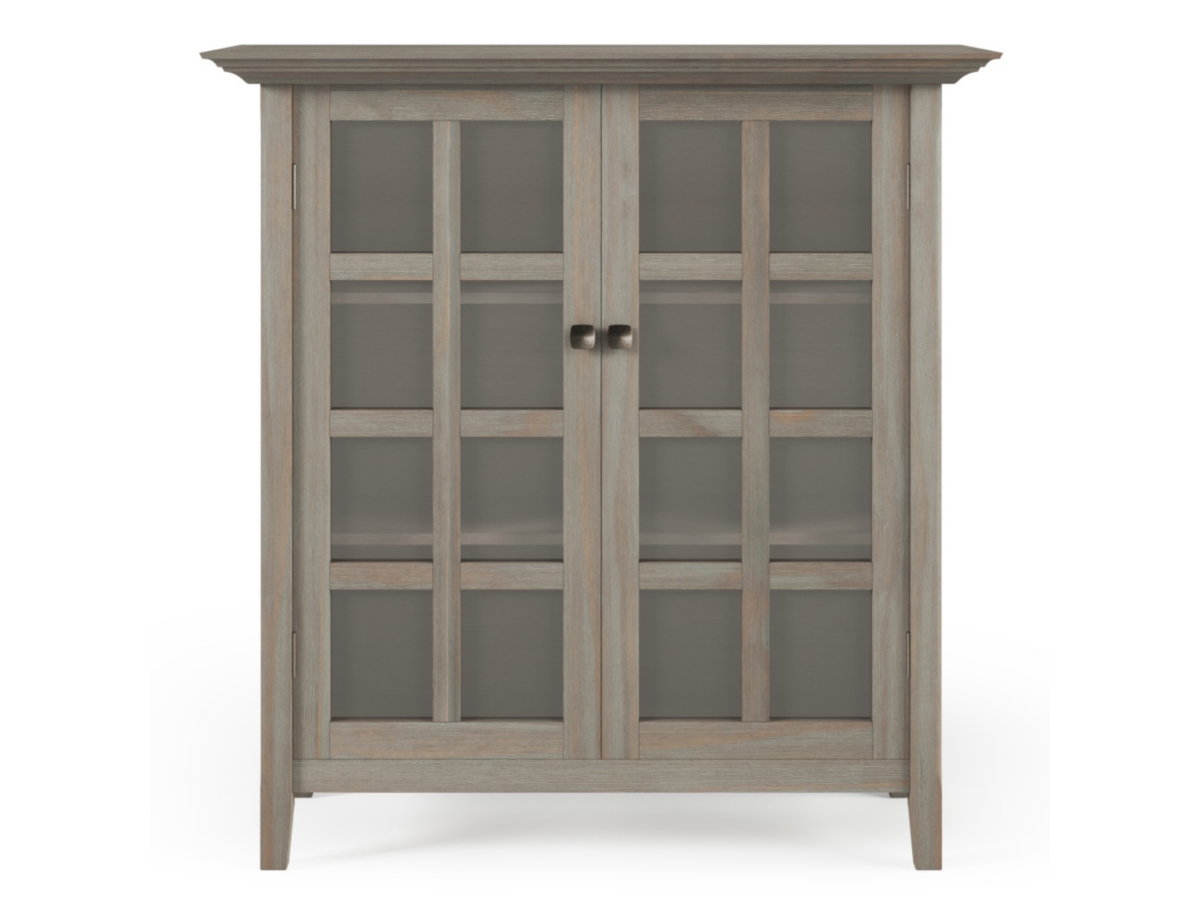 Simpli Home Acadian 39" Rustic Storage Cabinet, Gray, large