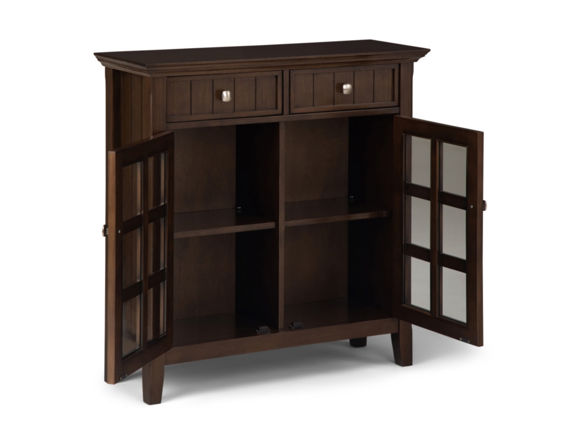 Simpli Home Acadian 36" Rustic Storage Cabinet, Brown, large