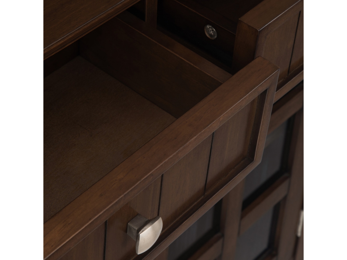 Simpli Home Acadian 36" Rustic Storage Cabinet, Brown, large