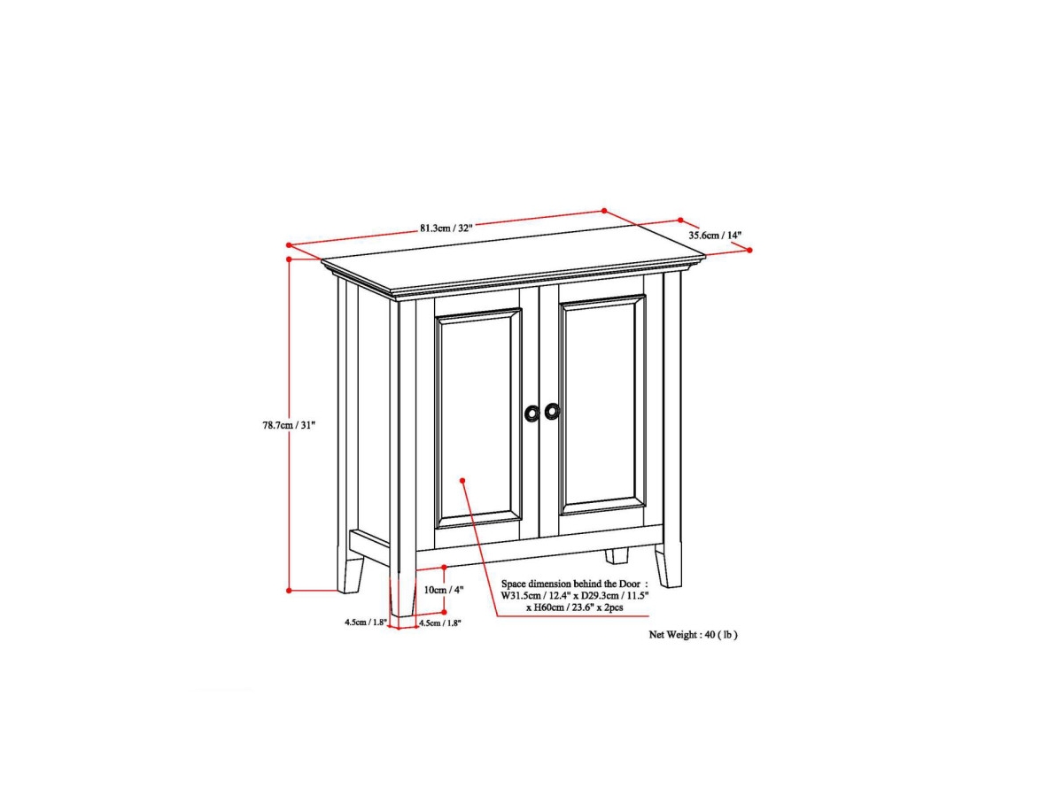 Simpli Home Amherst 32" Transitional Storage Cabinet, Hickory Brown, large