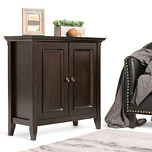 Simpli Home Amherst 32" Transitional Storage Cabinet, Hickory Brown, rollover