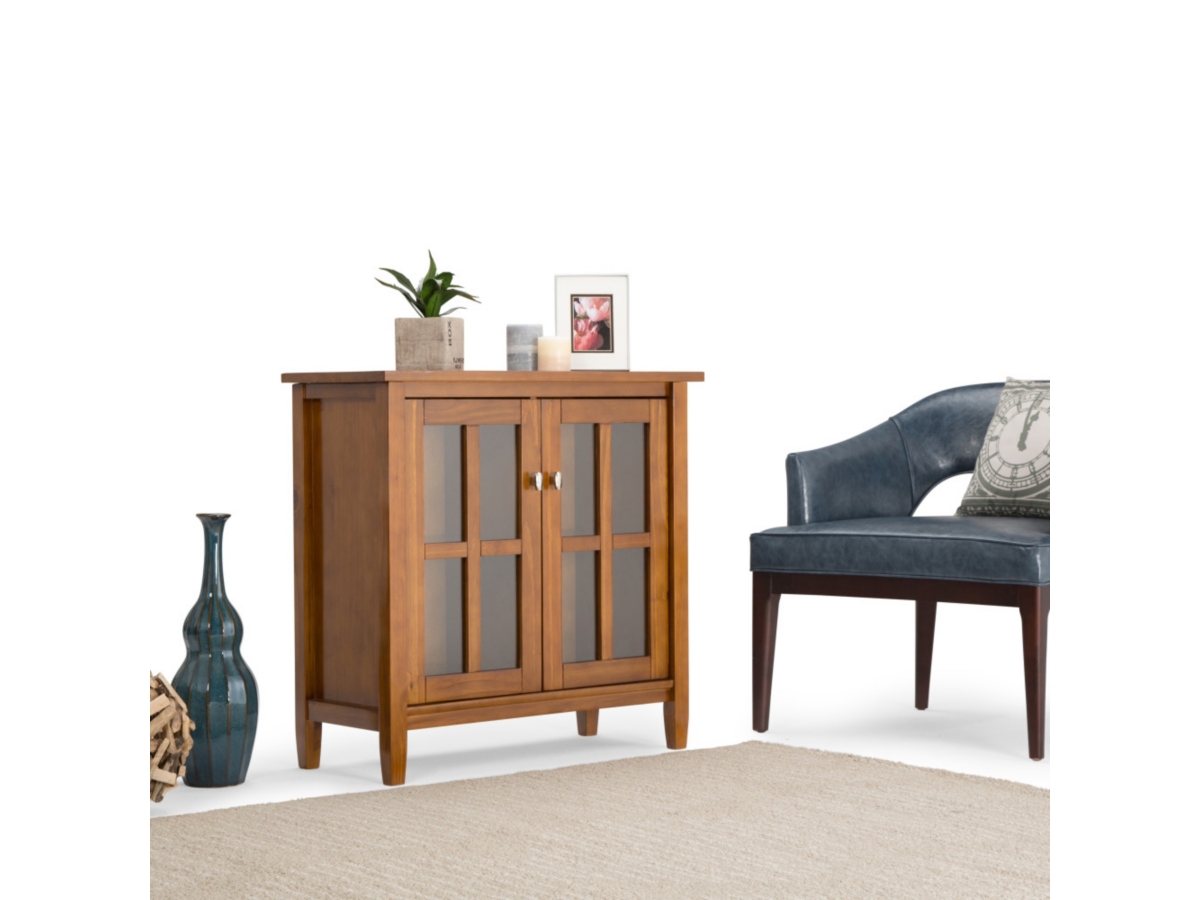 Simpli Home Warm Shaker 32" Rustic Storage Cabinet, Light Golden Brown, large