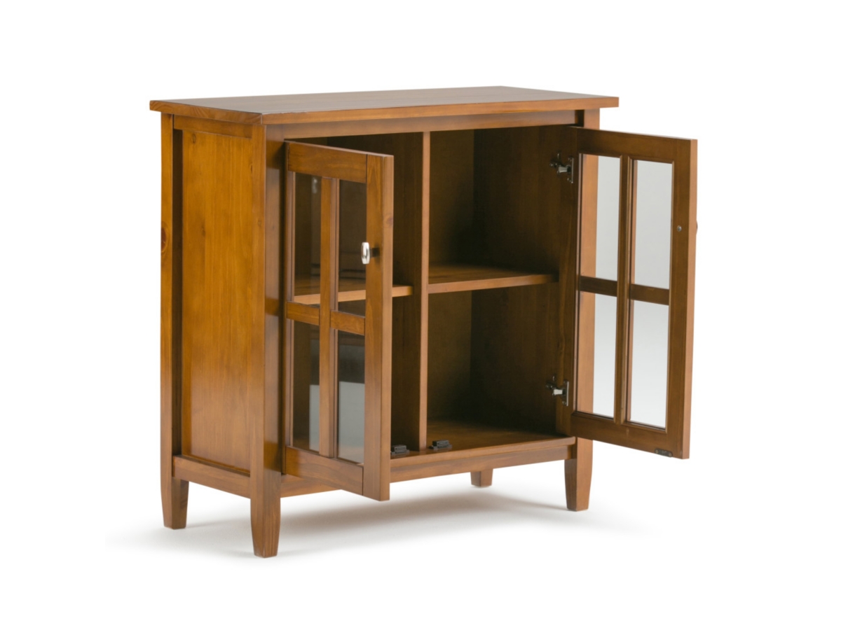 Simpli Home Warm Shaker 32" Rustic Storage Cabinet, Light Golden Brown, large