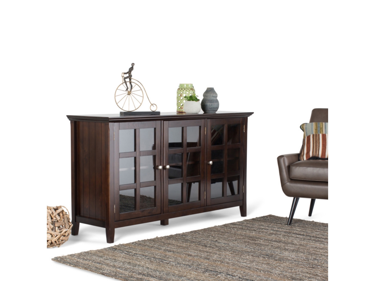 Simpli Home Acadian 62" Rustic Storage Cabinet, Brunette Brown, large