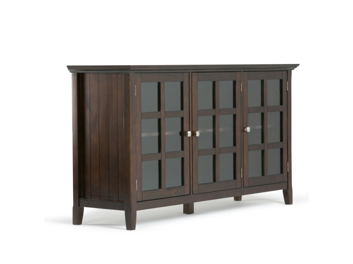 Simpli Home Acadian 62" Rustic Storage Cabinet, Brunette Brown, large