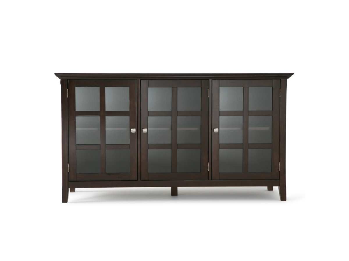 Simpli Home Acadian 62" Rustic Storage Cabinet, Brunette Brown, large