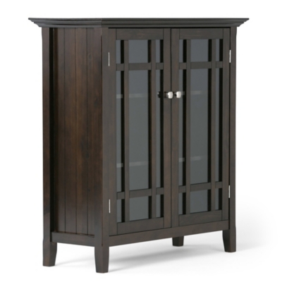 Simpli Home Bedford 39" Rustic Storage Cabinet, Dark Tobacco Brown, large