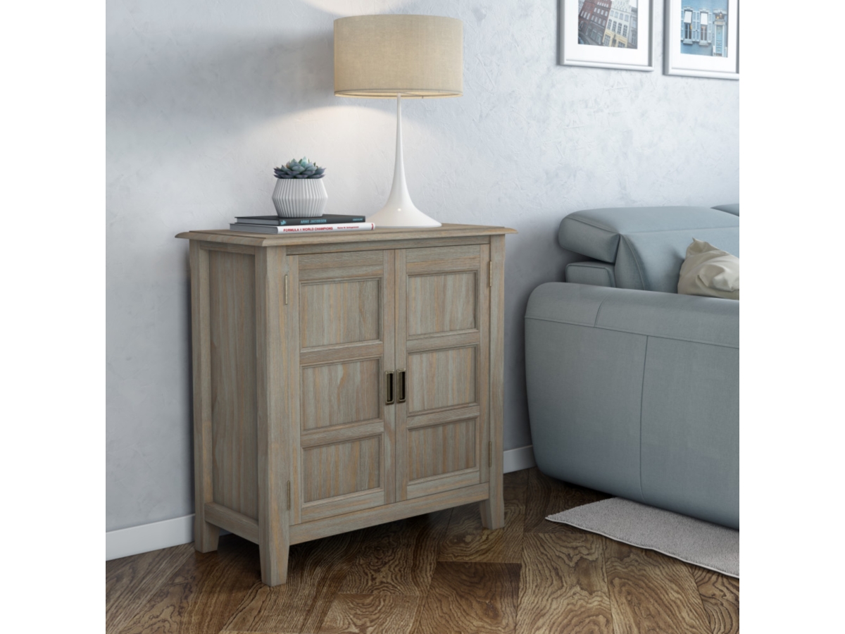 Simpli Home Burlington 30" Traditional Storage Cabinet, Gray, large
