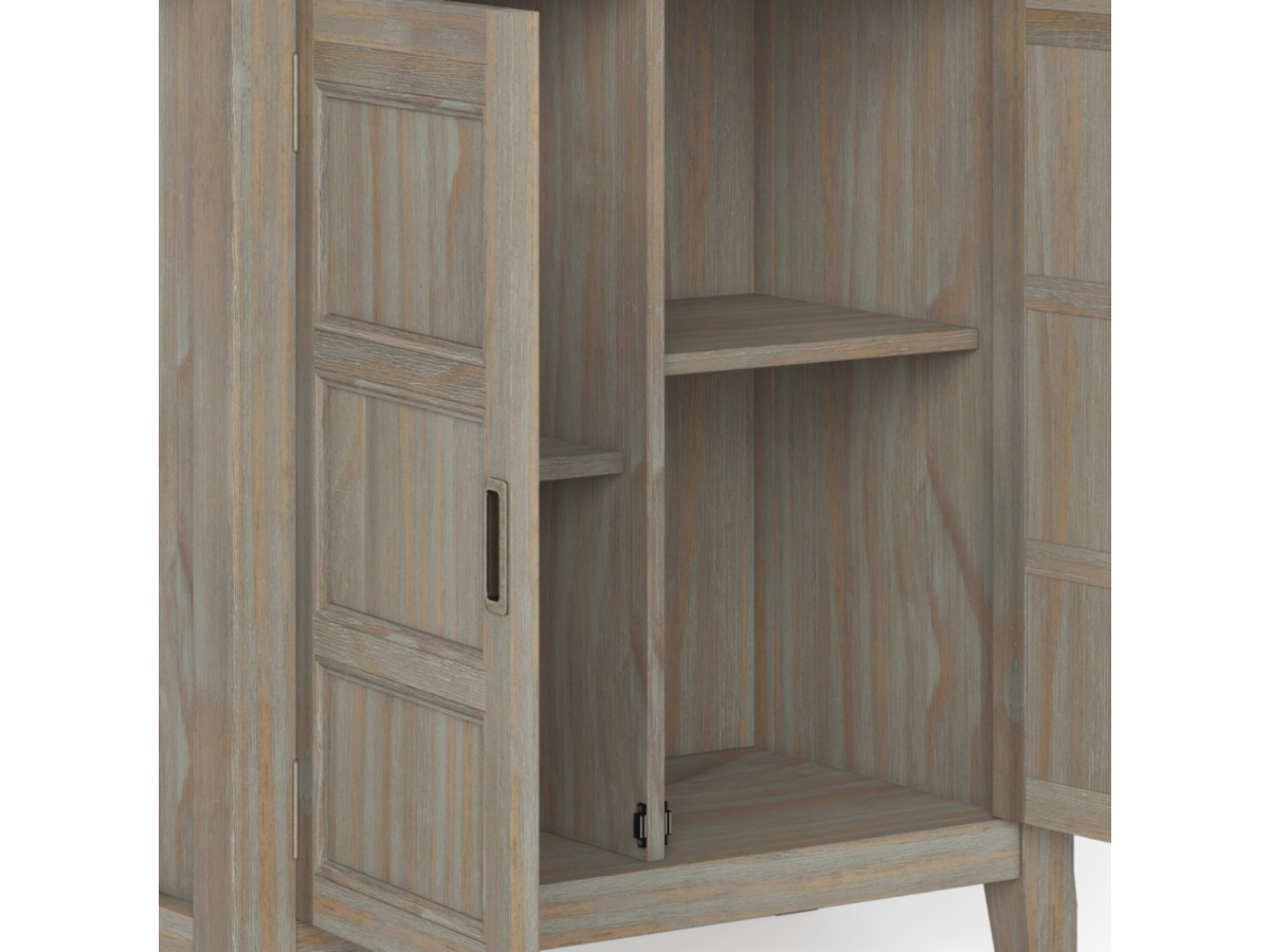 Simpli Home Burlington 30" Traditional Storage Cabinet, Gray, large
