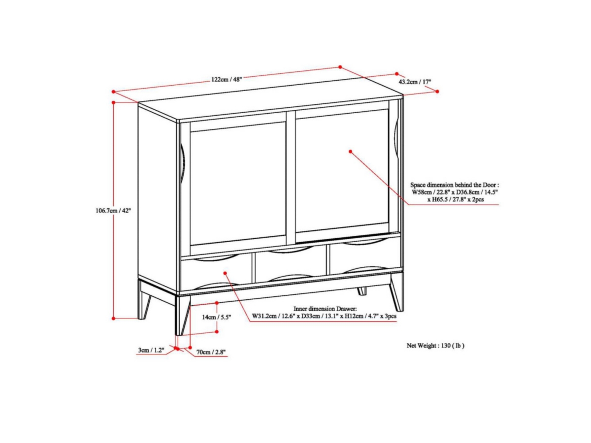 Simpli Home Harper 48" Mid Century Storage Cabinet, , large