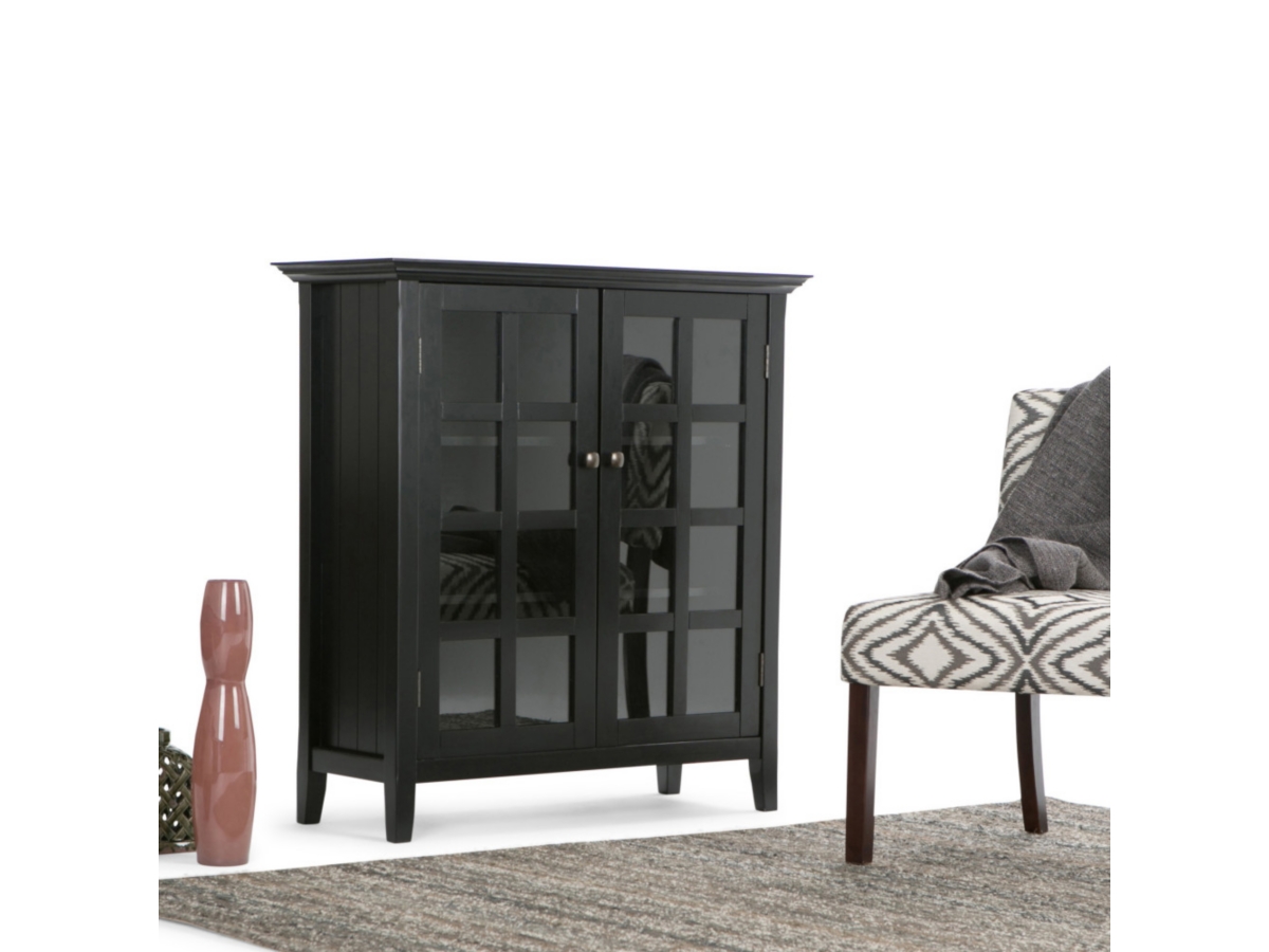Simpli Home Acadian 39" Rustic Storage Cabinet, Black, large