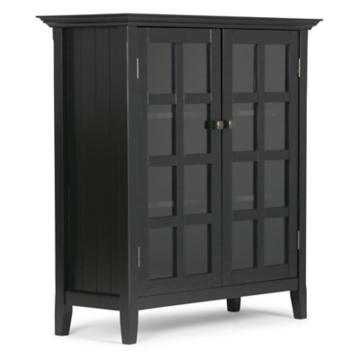 Simpli Home Acadian 39" Rustic Storage Cabinet, Black, large