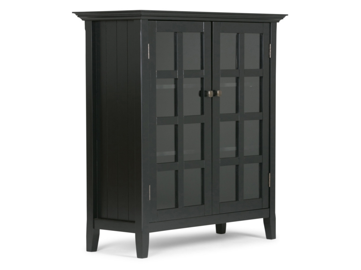 Simpli Home Acadian 39" Rustic Storage Cabinet, Black, large