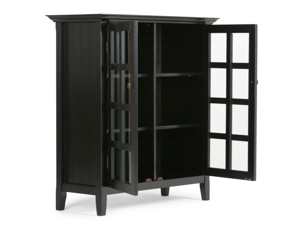 Simpli Home Acadian 39" Rustic Storage Cabinet, Black, large