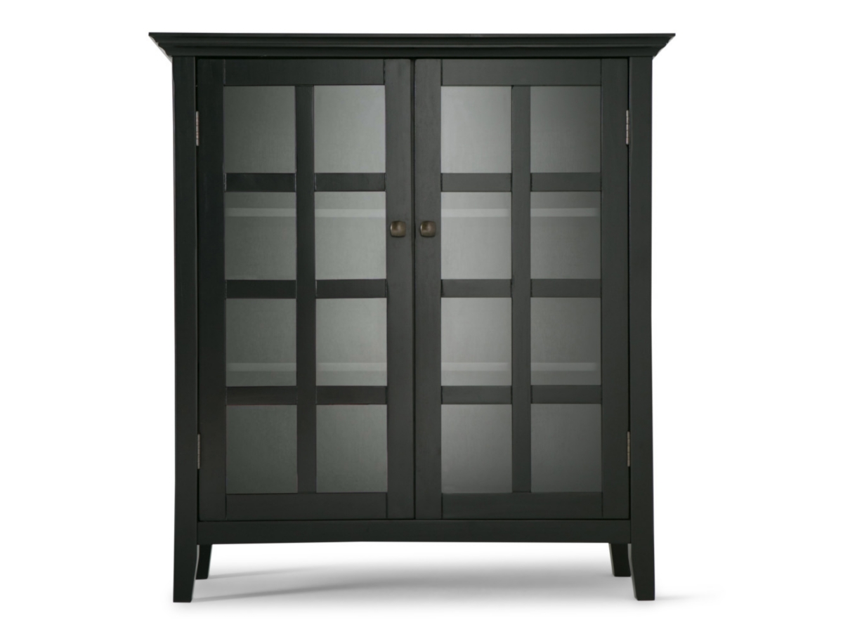 Simpli Home Acadian 39" Rustic Storage Cabinet, Black, large