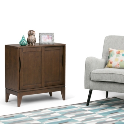 Simpli Home Harper 30" Mid Century Storage Cabinet, Dark Brown, rollover