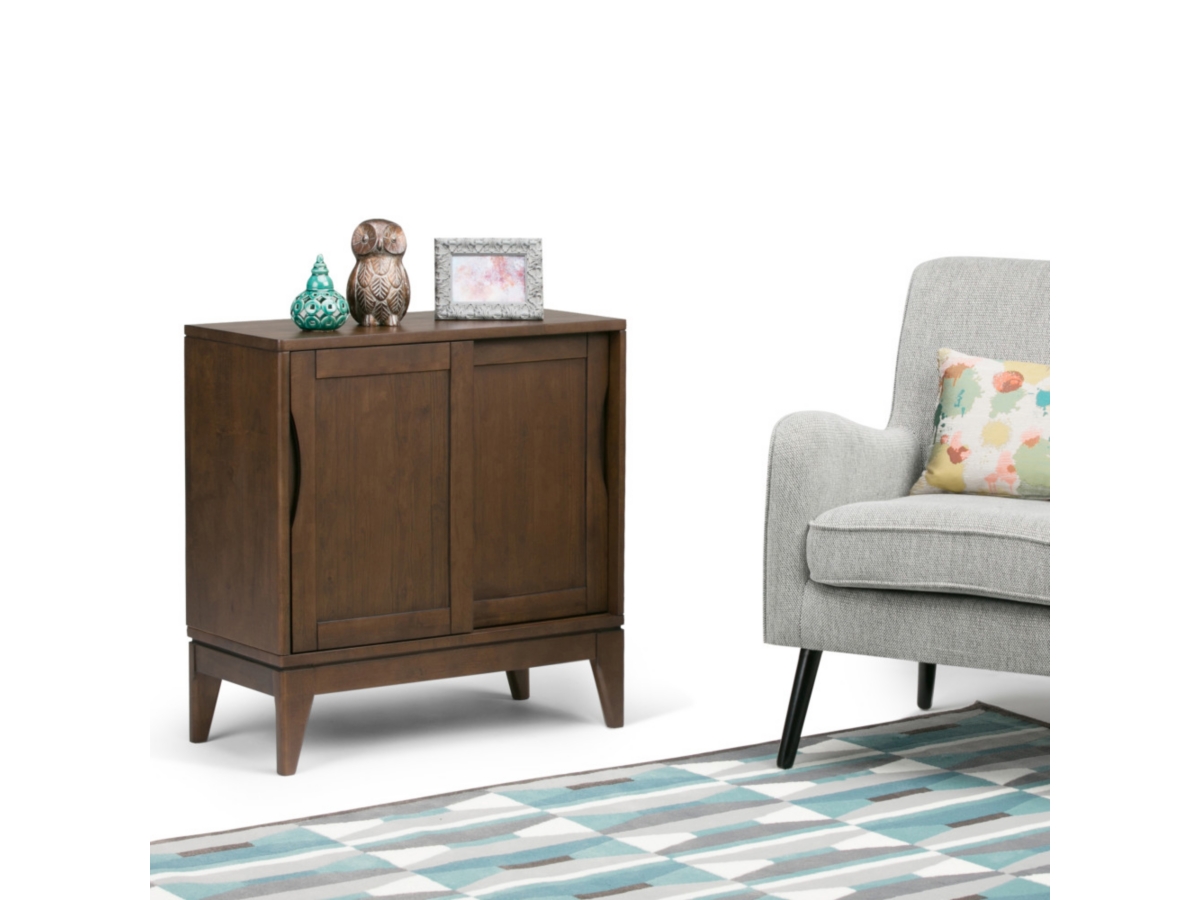 Simpli Home Harper 30" Mid Century Storage Cabinet, Dark Brown, large