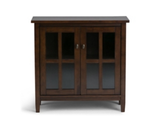 Warm Shaker SOLID WOOD 32 inch Wide Transitional Low Storage Cabinet in Tobacco Brown