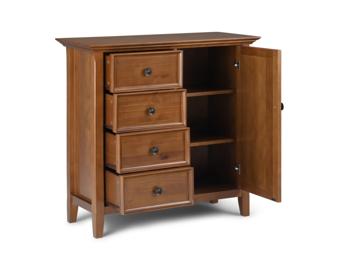 Simpli Home Amherst 37" Transitional Storage Cabinet, Light Golden Brown, large