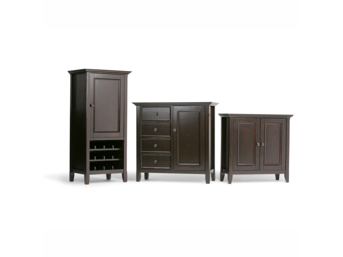 Simpli Home Amherst 37" Transitional Storage Cabinet, Hickory Brown, large