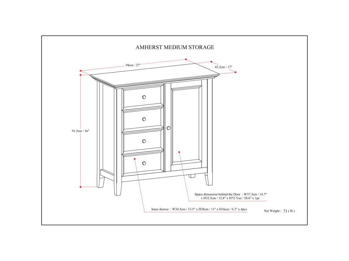 Simpli Home Amherst 37" Transitional Storage Cabinet, Hickory Brown, large