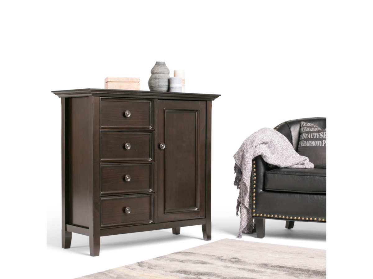 Simpli Home Amherst 37" Transitional Storage Cabinet, Hickory Brown, large