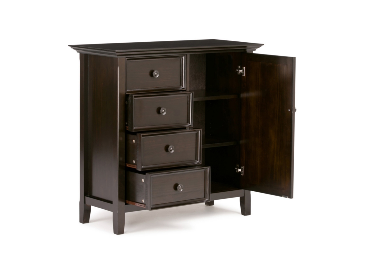 Simpli Home Amherst 37" Transitional Storage Cabinet, Hickory Brown, large