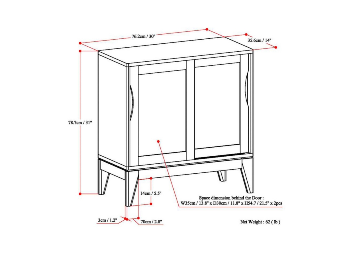 Simpli Home Harper 30" Mid Century Storage Cabinet, Brown, large